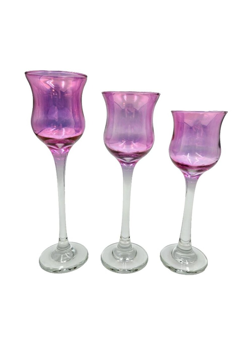 Purple Royal Lustre Trio Vintage PartyLite Candle Holder Glass Set Of 3 Read